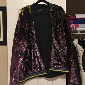 Mardi Gras sequin jacket with pockets